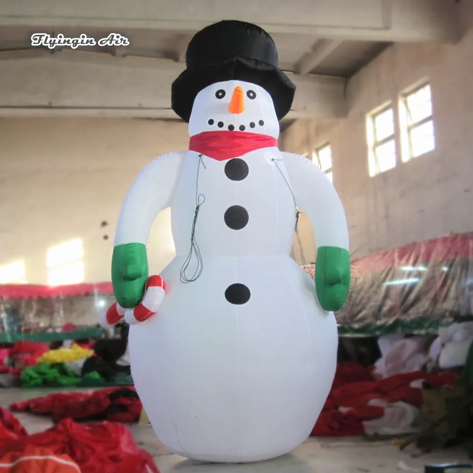 Grand ballon gonflable blanc de bonhomme de neige de publicité de 3m/5m avec un chapeau noir pour l'hiver venant et la décoration de Noël