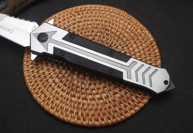 HOT Browning F130 tactical folding knife quickly opens G10 steel handle and flips EDC outdoor hunting pocket knife lifesaving knife