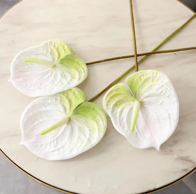 Artificial Anthurium 3D printing PU succulent 68cm height simulate flowers for christmas decor four colors for choose