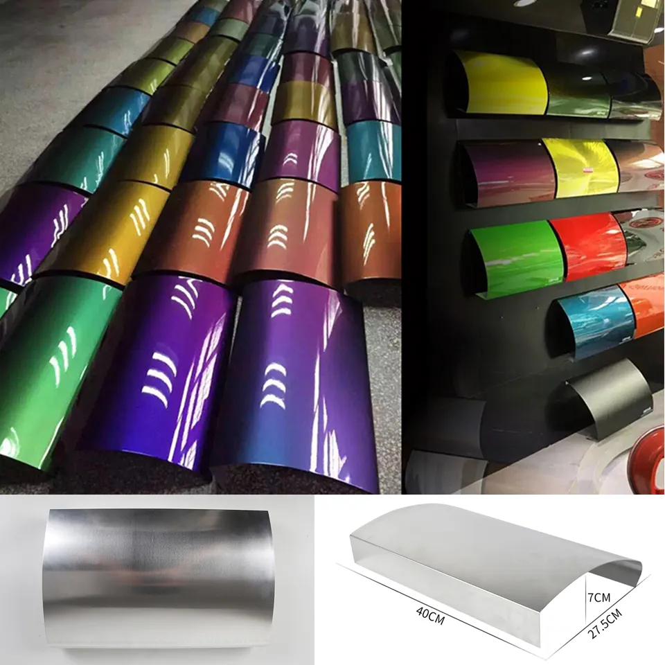 Aluminium Auto Sticker Wrap Vinyl Film Kleur Getoond Gebogen Display Panel Voor Voertuig Verf/Dip Paint Display MO-A16