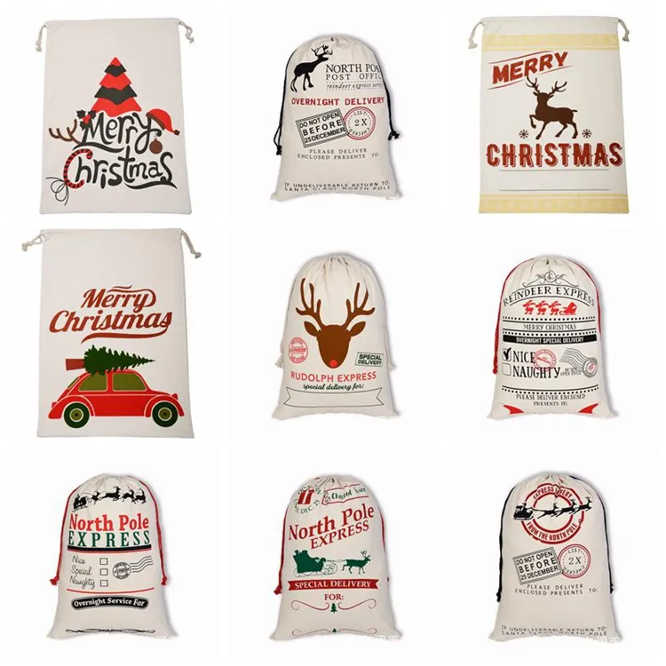 Bolsos de regalo de Navidad Santa sacos de santa bolsa de caramelo con tasas de caramelo con temática de Navidad 30 diseños decoraciones navideñas yfa2679