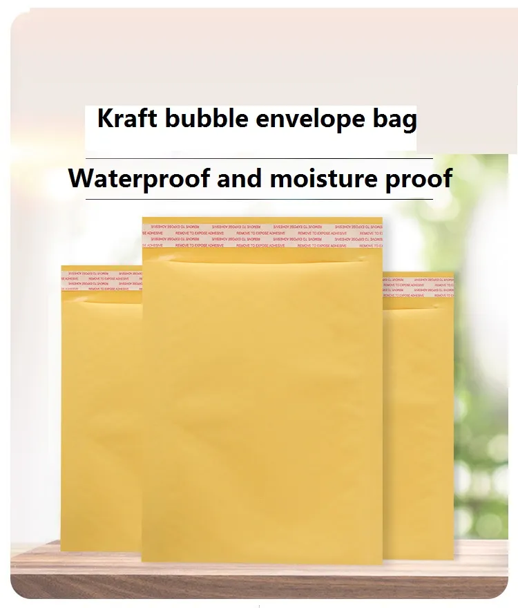 11*13+4cm Yellow Kraft Paper Bubble Bag Bubble Film Envelope Bag Waterproof Bag