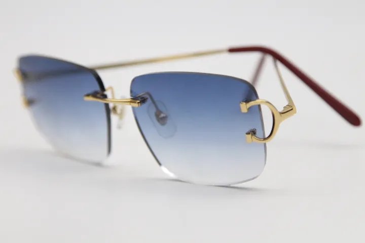 2020 Designer Rimless Rimless Sunglasses Mens Unisex Metal 