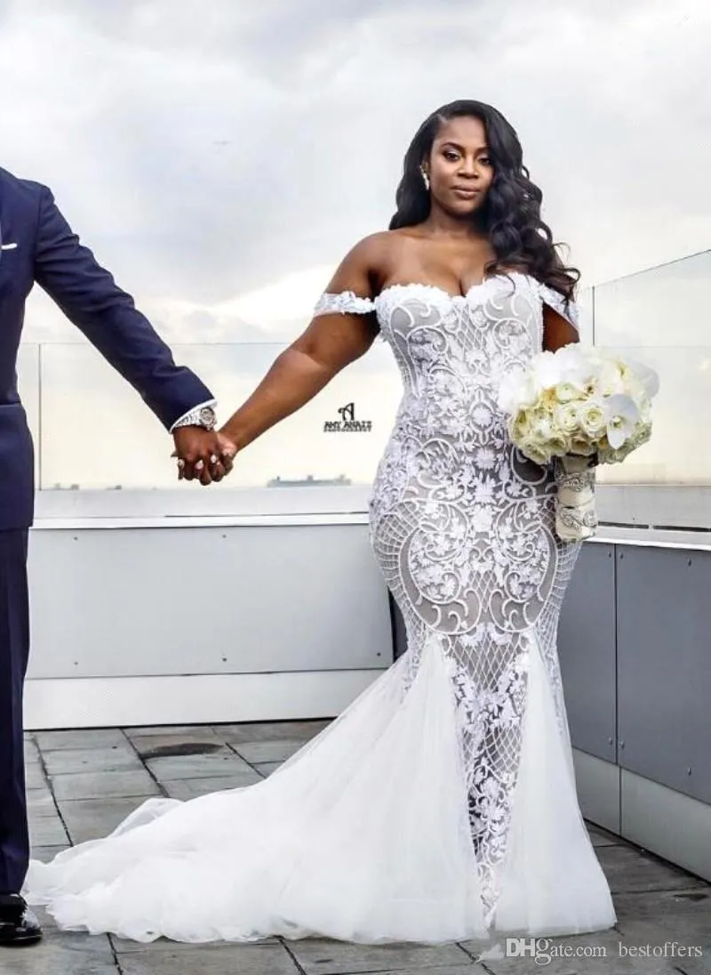Off the shoulder trumpet wedding dress hotsell