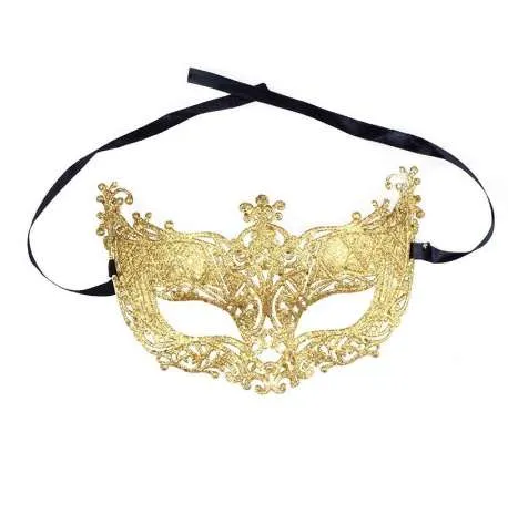 Venetian Masquerade Women Mask Costume Party Face Mask Gold Lace Mask Catwoman Halloween Cutout Prom Party Accessories