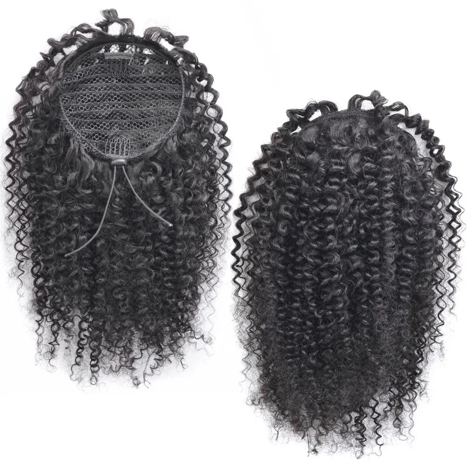 Malaysian Curly Natural Rabo extensão do cabelo da Mulher Negra, com cordão clipe na multi cor do cabelo 100human aviable 120g macio pônei