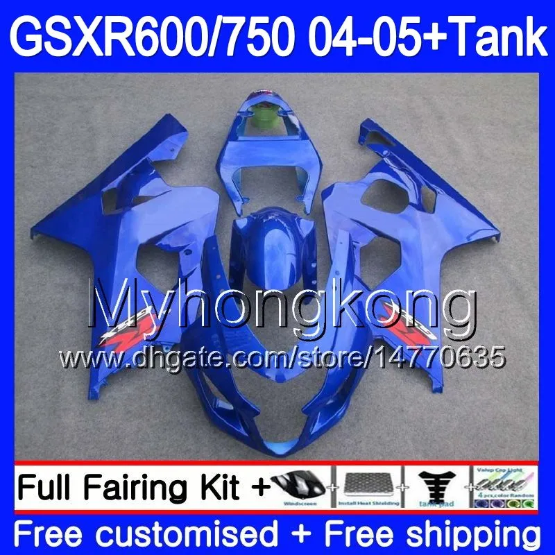 BODYS + TANK VOOR SUZUKI GSXR 750 ALL GLAAD BLAUW GSXR 600 GSXR-750 GSX-R600 2004 2005 295HM.34 GSX R750 K4 GSXR600 04 05 GSXR750 04 05 Kuip