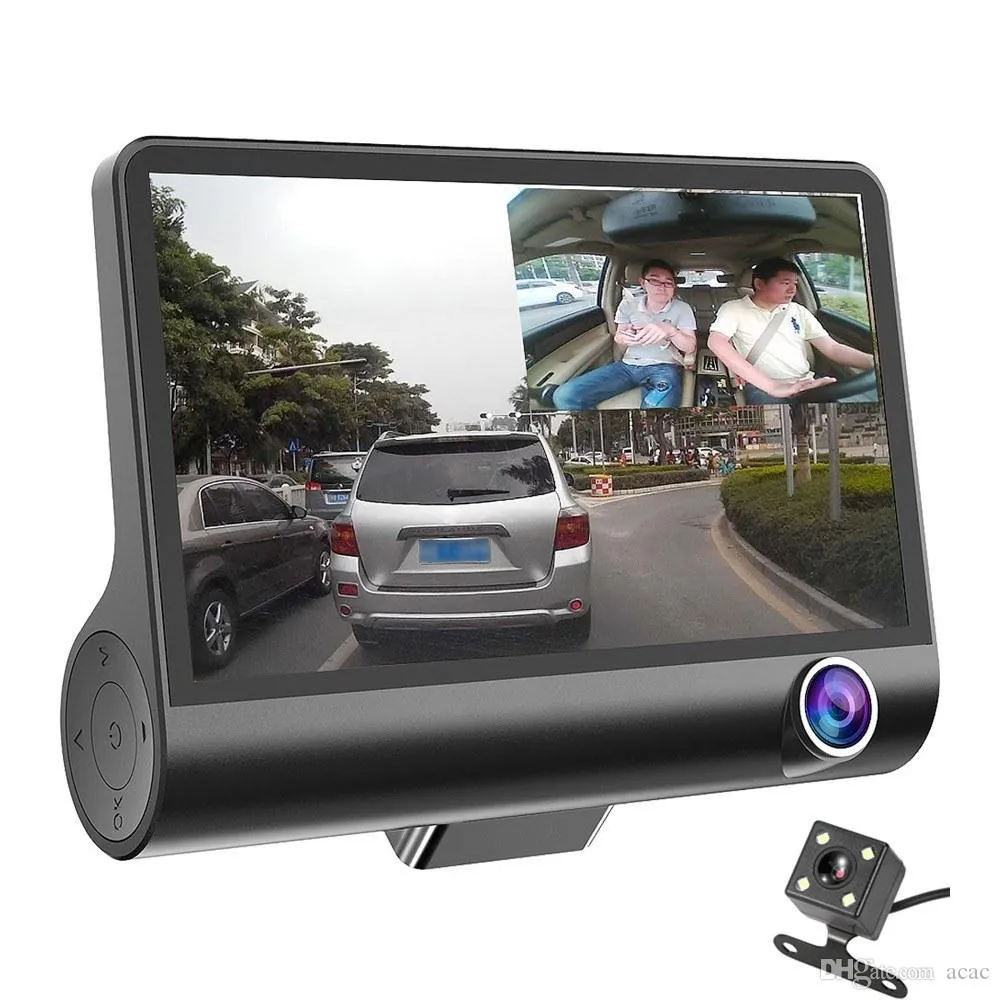 3 Cameras Car DVR 4 inch IPS Dash Cam three-way high-speed Full HD 1080P Driving DVRs Dual Lens Special Recorder for Travel