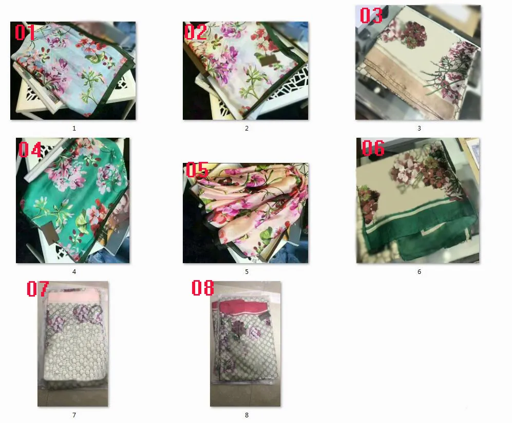 Högkvalitativ 100% silkescarf Fashion Print Pattern Ladies Collar 180 90cm Shawl Designer Scarfs With Box185G