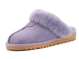 Classic Men Women Warm Slippers High Quality Cowskin Indoor Shoe Women Keep Warm Slippers Shoes