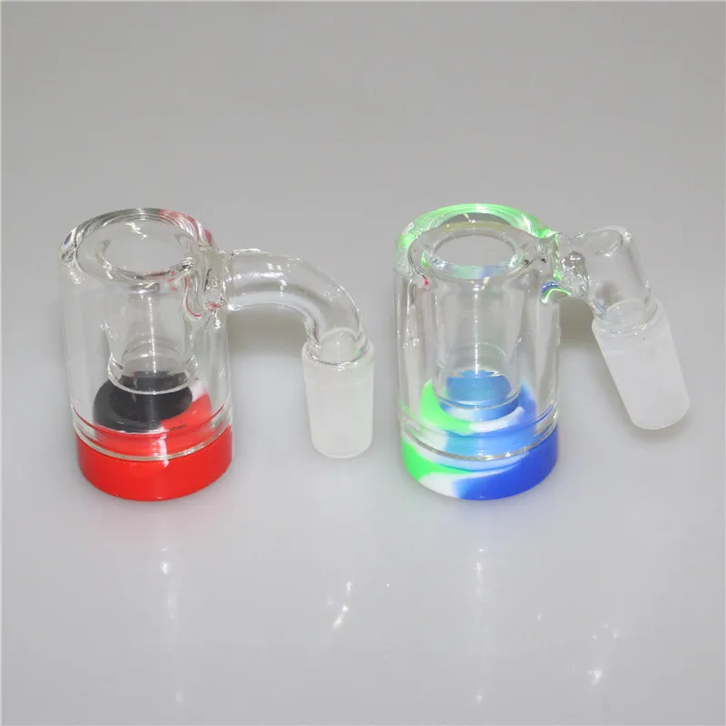 hookah 45/90 Degree Glass Ash Catcher Bowls With 14mm Male Joint Bubbler AshCatcher smoking pipe Bong Silicone Container for Dab Rig Bongs