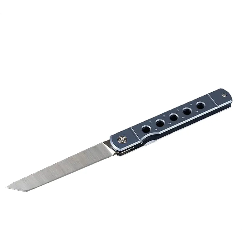 Couteau pliant de poche EDC haut de gamme D2 Satin Tanto Blade TC4 Poignée en alliage de titane Roulement à billes Couteaux pliants tactiques