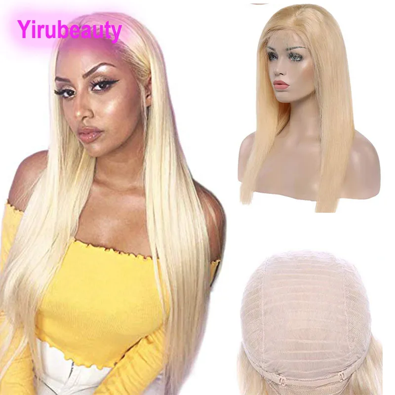 Peruanische 100 % Echthaarprodukte, Lace-Front-Perücken, blondes, seidig glattes Haar, Spitzenperücke, 613#, 30,5–81,3 cm