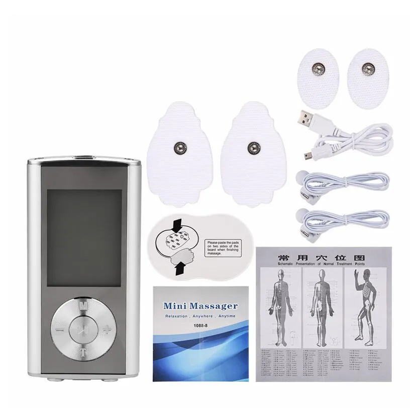 8 Mode Tens Unit Mini Digital elektronisk pulsmassagerelektoterapi Muskel Full Body Acupuncture Magnetisk Terapi Tens Massage