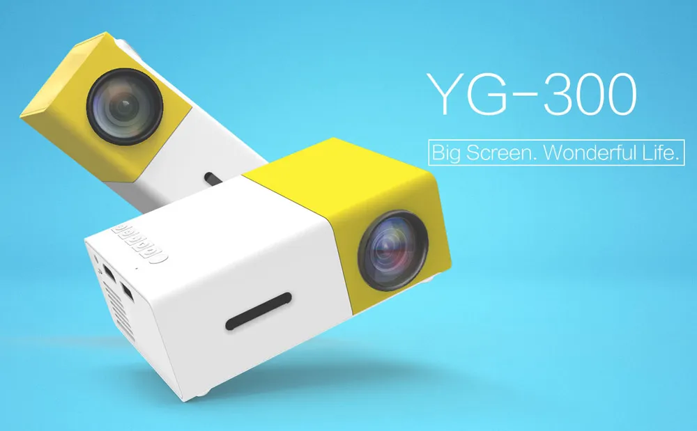 YG300 휴대용 프로젝터 YG 300 LED 400-600LM 3.5mm 오디오 320 x 240 픽셀 YG-300 USB 미니 프로젝터 홈 미디어 플레이어 10pcs