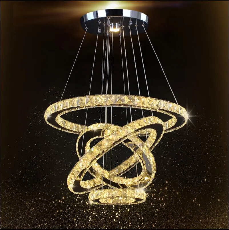 Modern Home Decor 4 Rings Lustre Ceiling Lights Round Crystal Hanging Lamps Living Room Kitchen Bedroom led chandelier Lighting Fixtures