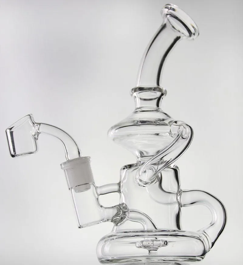 reciclador de vidrio Elvis Klein bong de vidrio con cuarzo banger o big bowl plataforma petrolera pipa de agua pipas de agua 14.5mm junta