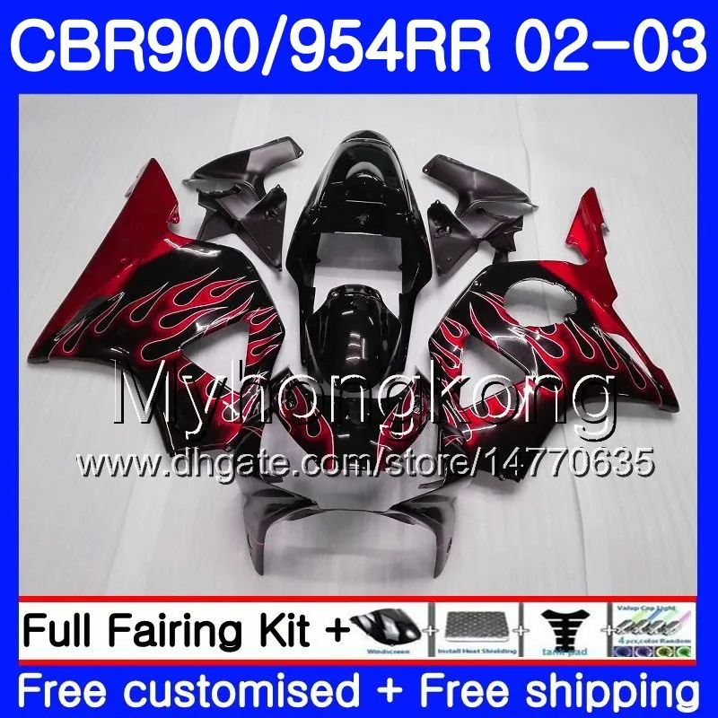 Karosserien für HONDA CBR900RR CBR 954 RR CBR954RR 02 03 CBR900 RR 280HM.42 CBR 900RR CBR954 RR CBR 954RR 2002 2003 Verkleidungsset Rote dunkle Flammen