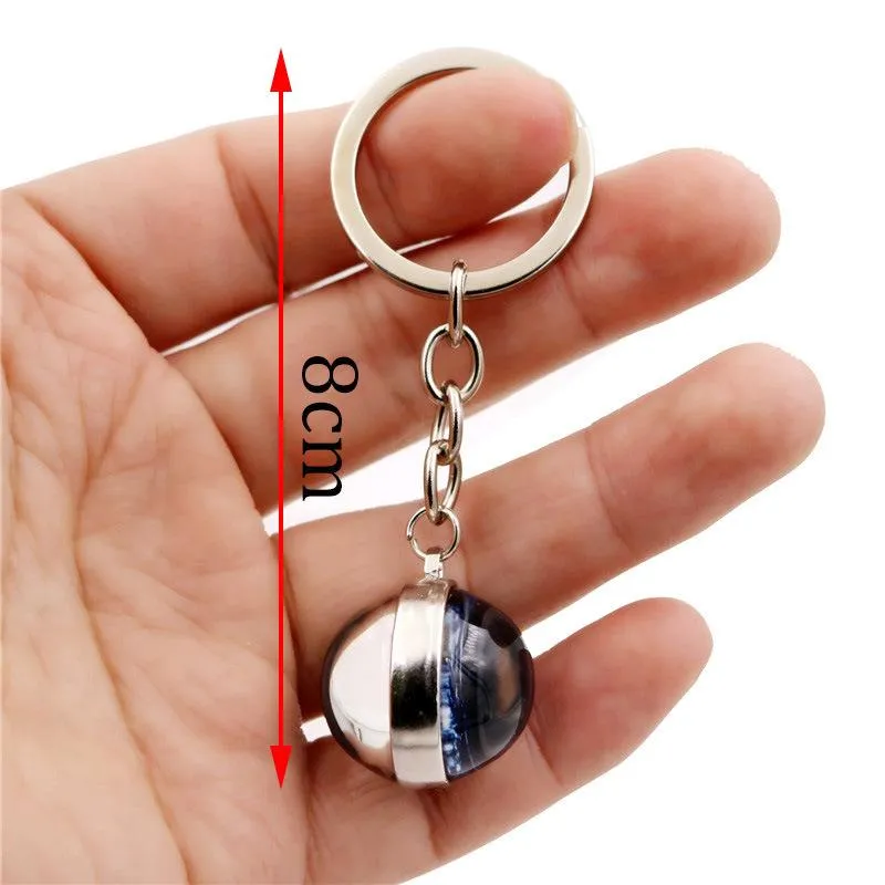 12 Constellation Zodiac Sign Round Glass Pendant Key Ring Holder Keychain  Gift
