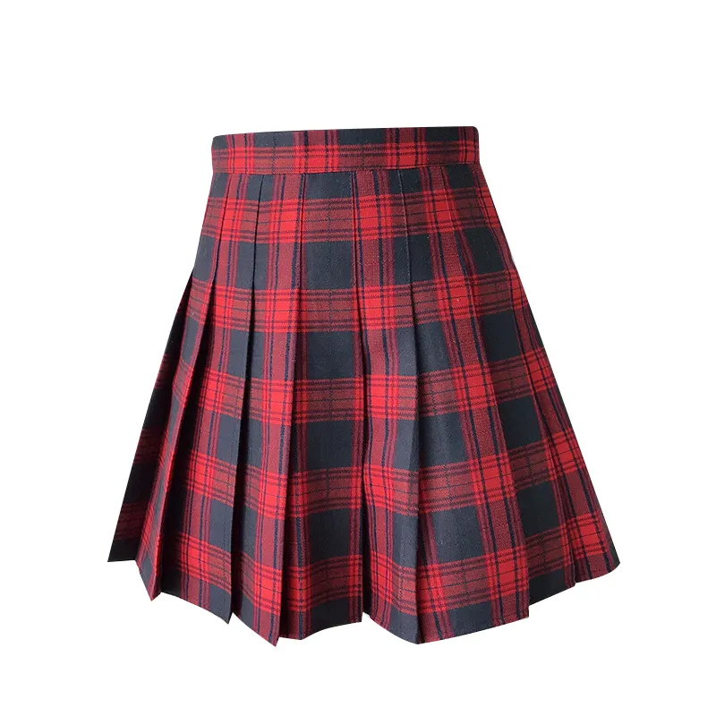 Manta de escola japonesa plissada mini saia coreano estudantes classe uniformes roupas para menina verão vermelho saia plissada y19043002