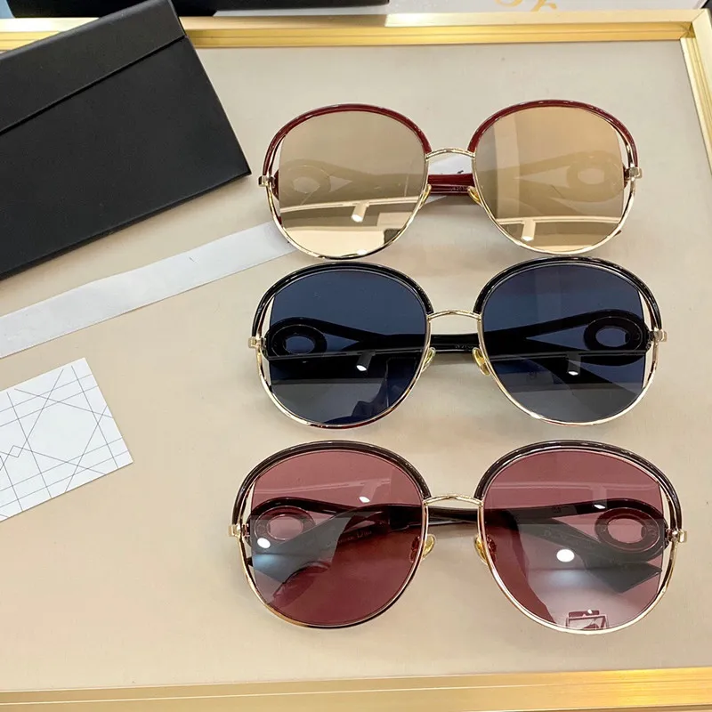 2020 새로운 패션 판매 선글라스 명품 라운드 플레이트 금속 조합은 간단한 우아한 여름 스타일 안경 UV400 보호 안경