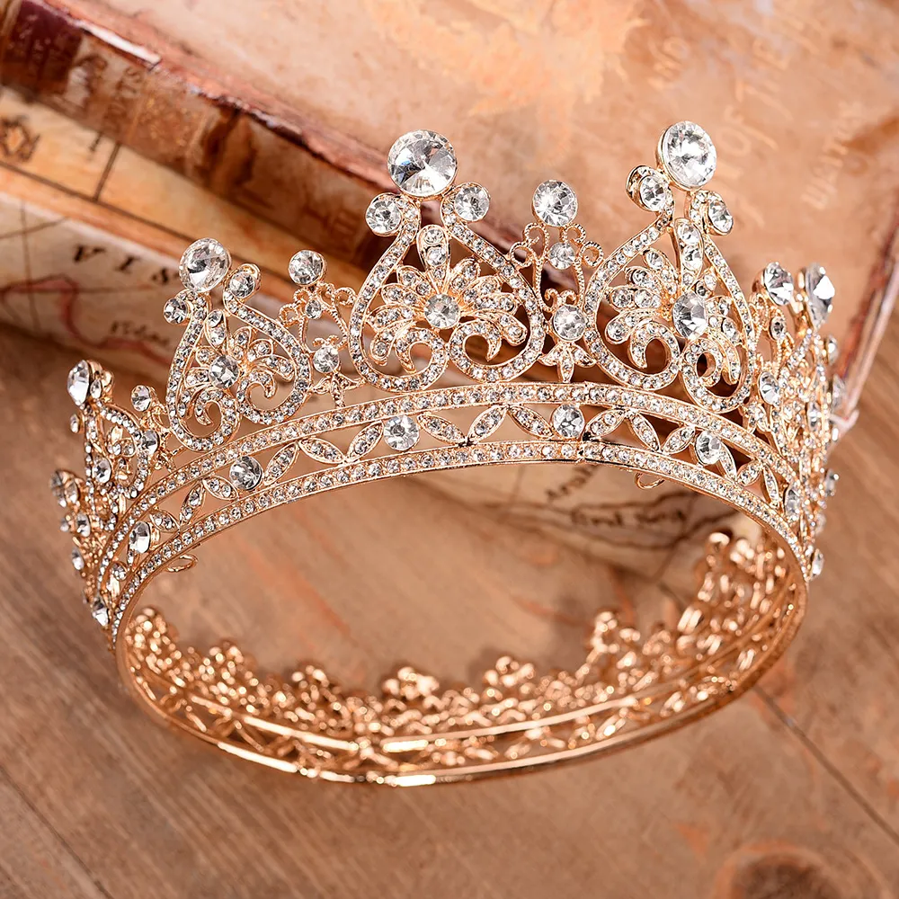 Cristalli di lusso Corona nuziale Argento oro strass Principessa Prom Queen Tiara nuziale Corona Accessori per capelli economici di alta qualità