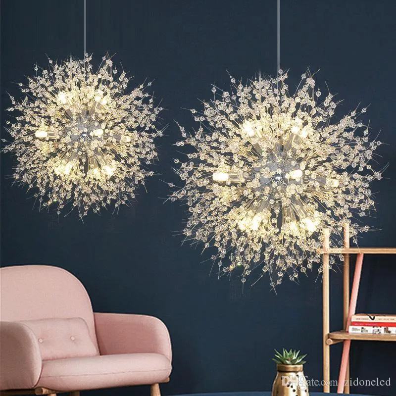 Contemporary Firework Chandeliers Lighting Crystal Pendant Light Dandelion Hanging Lamp for Bedroom Kitchen Dining Room Indoor Lighting