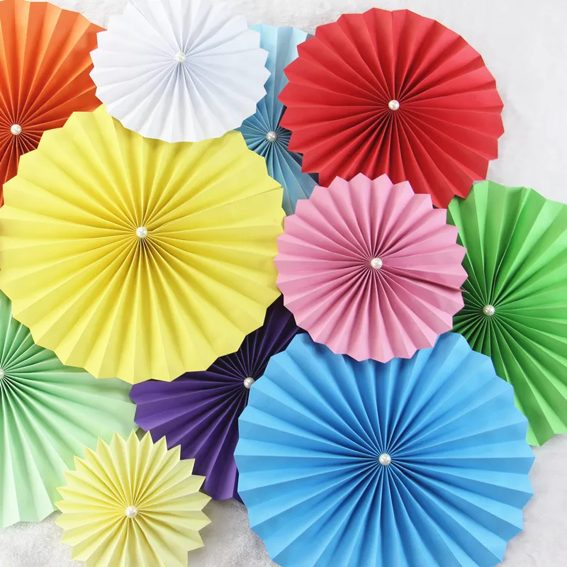 20cm Monolayer Circular Folded Paper Fan Party Supplies Wedding Background Decoration Window