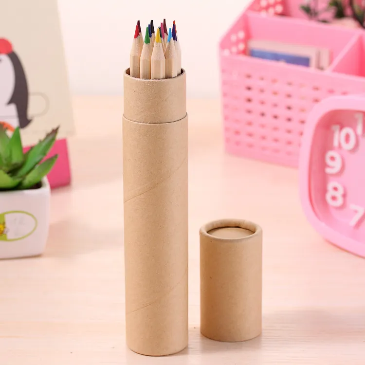 Gekleurde lead kleur tekening potlood hout kleur pen sets van 12 kleuren kinderen gekleurde trek potloden kinderen epacket