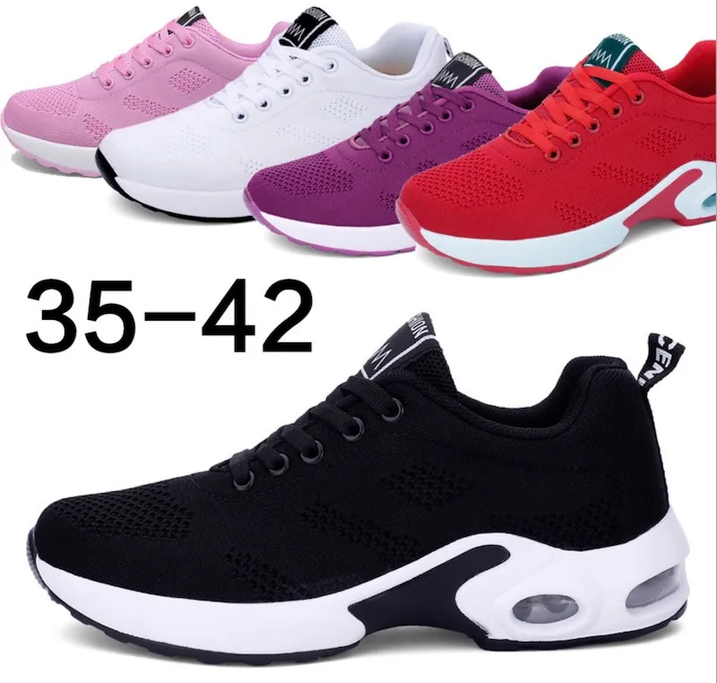 2020 Tamanho Grande Mulheres Sapatos Casuais Moda Mesh Sock Socker Preto Plataforma Vermelha Treinadores Respiráveis ​​Runner Sapatos com Caixa UE 35-42