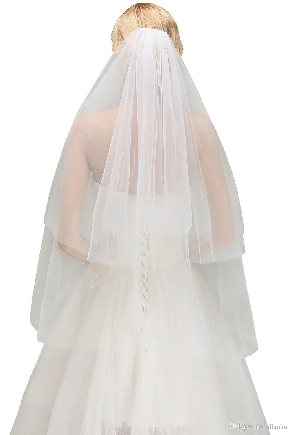 Vit Elfenben Bröllop Bikini Veil Två lager Billiga 2020 Headpiece Veils med Comb Bridal Tillbehör I lager Gratis Frakt CPA1443