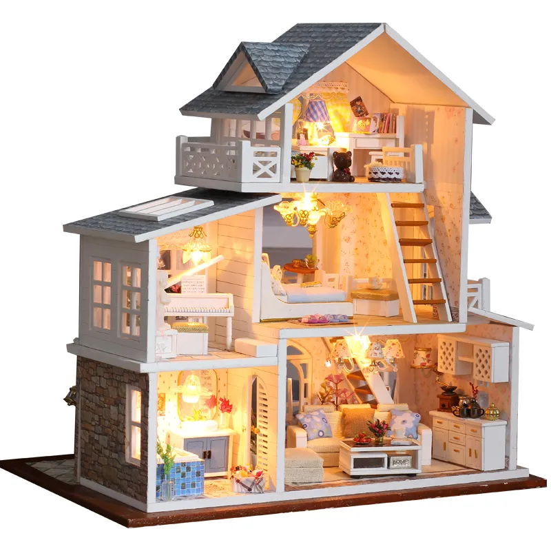 CUTEBEE DIY Dollhouse Wooden Doll Houses Miniature Doll House Furniture Kit  Casa Music Led Toys For Children Birthday Gift K18 Y200317 From 53,71 €
