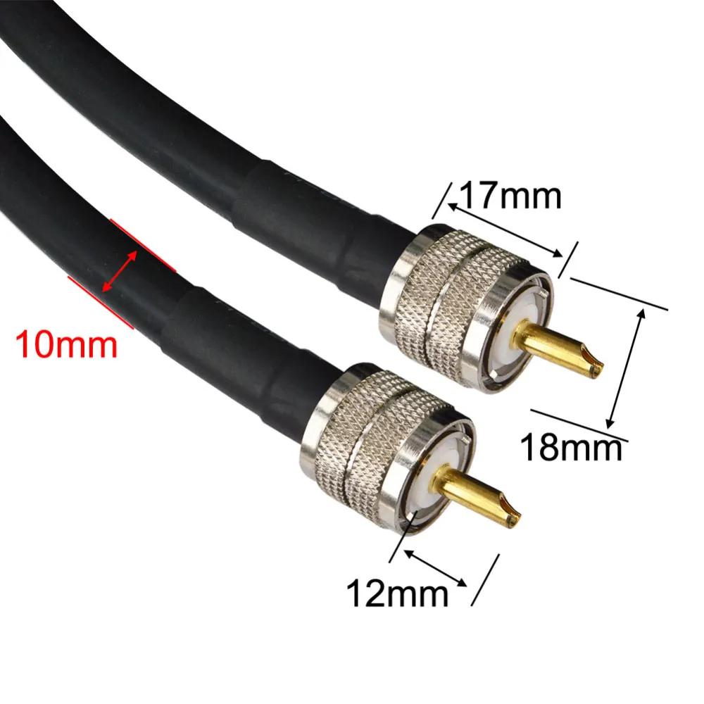 Freeshipping RG8 Коаксиального Коаксиальный антенный кабель 10M UHF Мужского УВЧ штекеры 50 OHM Перемычка Любительское CB радио антенный кабель провод