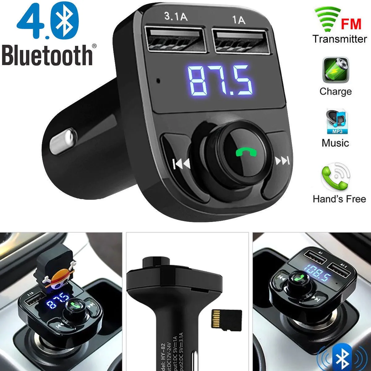 FM Transmitter Aux Modulator Bluetooth Handsfree Car Kit Car Audio MP3