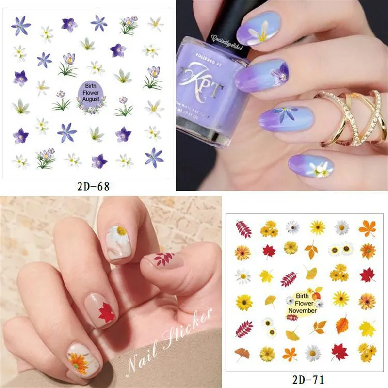 60 Flower Leaf Lace 2D Nail Stickers Nearby For Manicure And Makeup