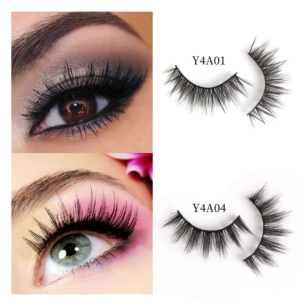 4 Pairs Makyaj 3D Vizon Kirpik Uzatma Doğal Yanlış Kirpikler Sahte Lashes Vizon Kirpik Güzellik için