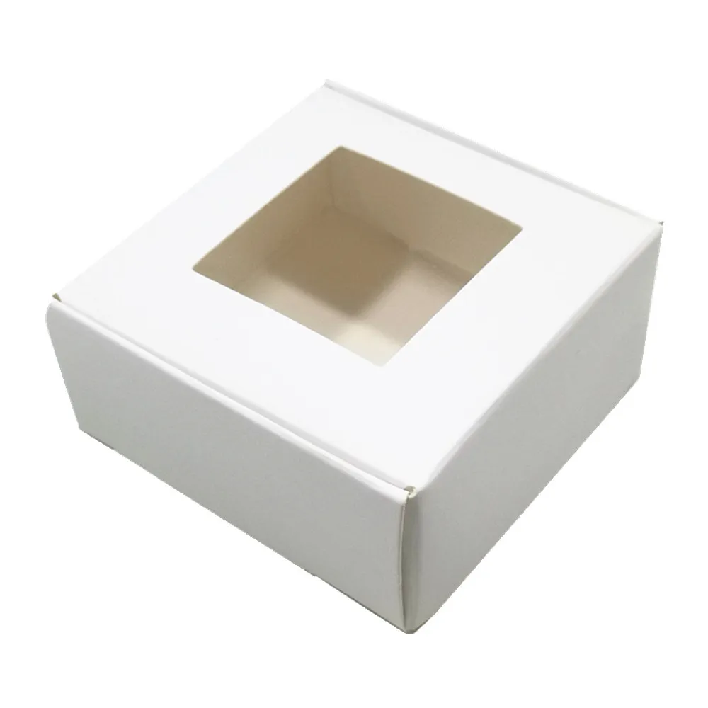 Foldable Kraft Paper Package Box Crafts Arts Storage Boxes Jewelry Paperboard Carton for DIY Soap Gift Packaging With Transparent Window