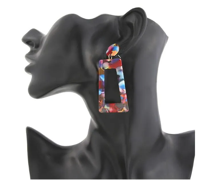 fashion Jewelry Acrylic Dangle Earrings For Women Leopard print Geometry Big square Earrings Acetate Brincos gift GB896