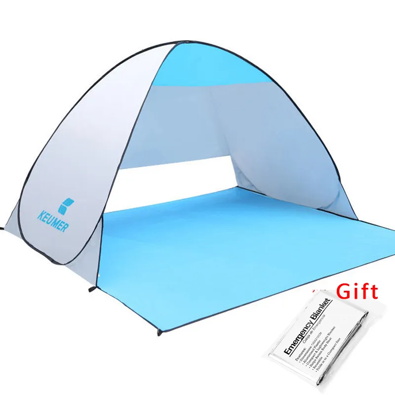 KEUMER Strandzelt, Pop-up-offenes Campingzelt, Angeln, Wandern, Outdoor, automatisch, sofort tragbar (120 + 60) * 150 * 100 cm, Anti-UV-Schutz