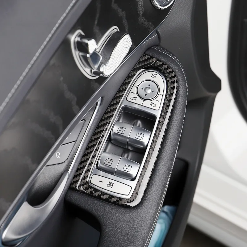 Für Mercedes C Klasse W205 GLC Zubehör Carbon Faser Aufkleber Auto Fenster  Schalter Armlehne Panel Trim C180 C200 Auto Styling