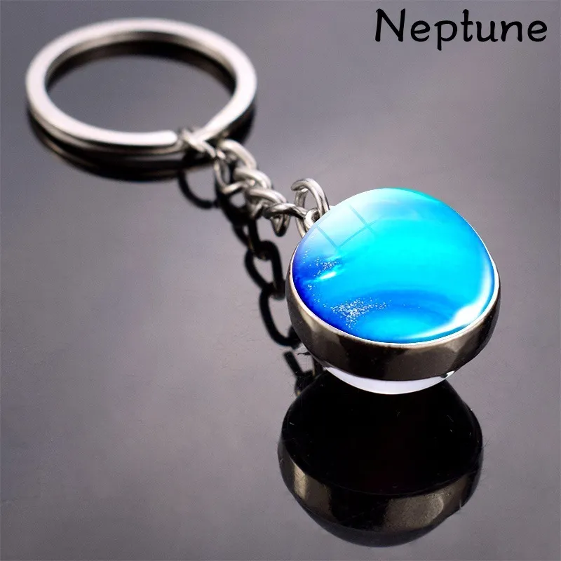 Galaxy Nebula Space Keyring Solar System Planet Keychain Double Sided Glass Ball Moon Earth Sun Mars Art Picture Keychain