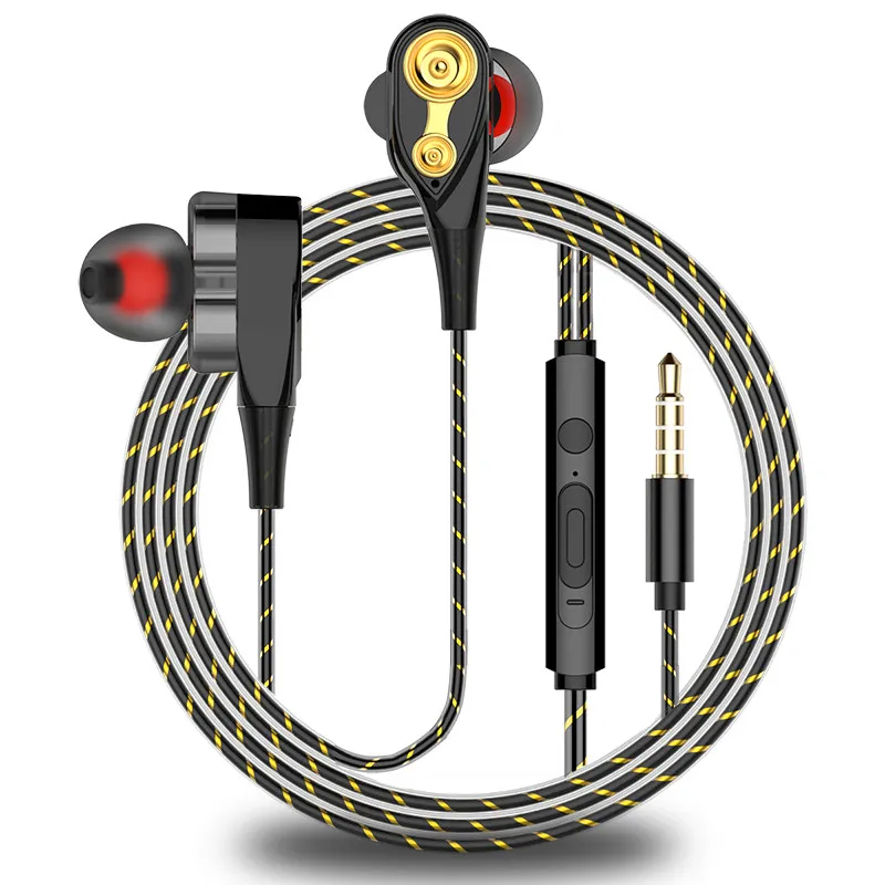 Nowe HiFi Wired Słuchawki Dual Drive Stereo Słuchawki Sportowe Zestaw Słuchawkowy z Mic Headhones for Xiaomi Samsung Oferta Dropshipping