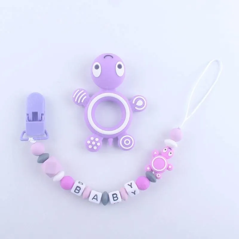 Nieuwe Aangekomen Cartoon Siliconen Baby Fopspeen Pasgeboren Fopspeen Clip Baby Clip Chain + bijtring 2pcs / Set Baby Feeding Products