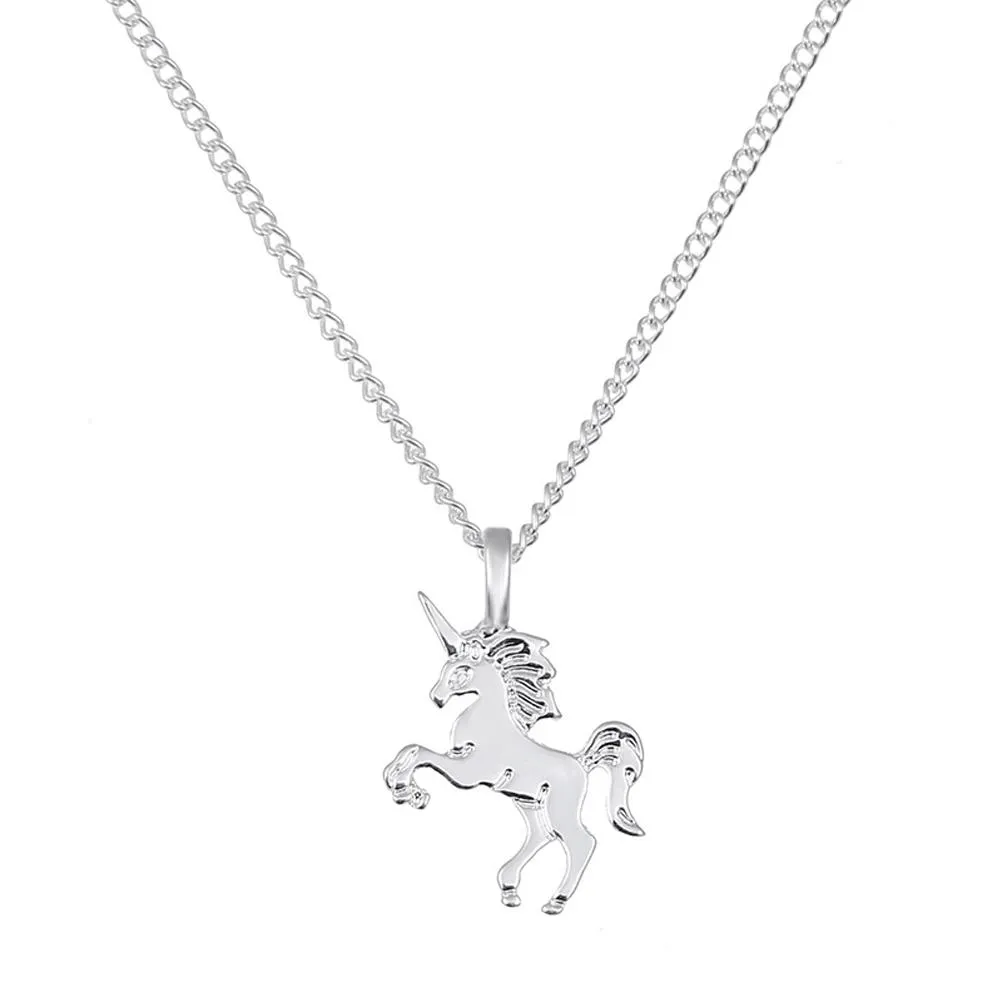 Licorne Colliers Mode Femmes Licorne Cheval Pendentif beau Collier Placage Chaîne Ras Du Cou Bijoux De Noël Beau Cadeau Cheval Collier