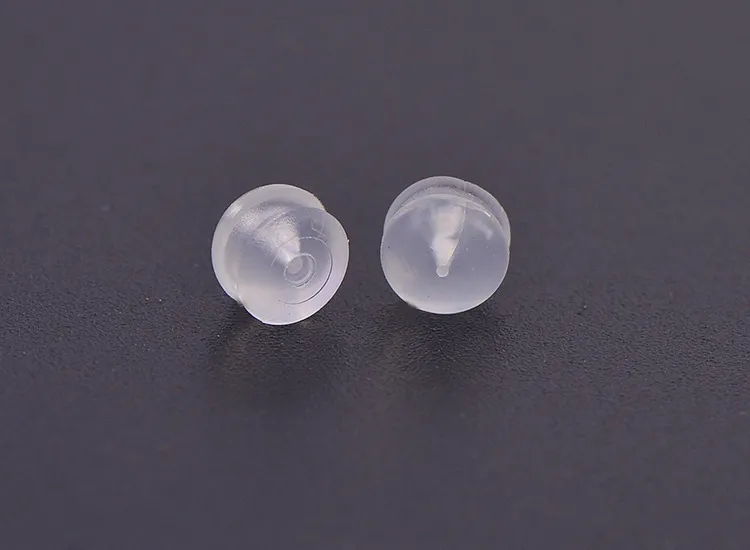 Silicone Ear Nuts Post Stopper Earring Findings Round Transparent