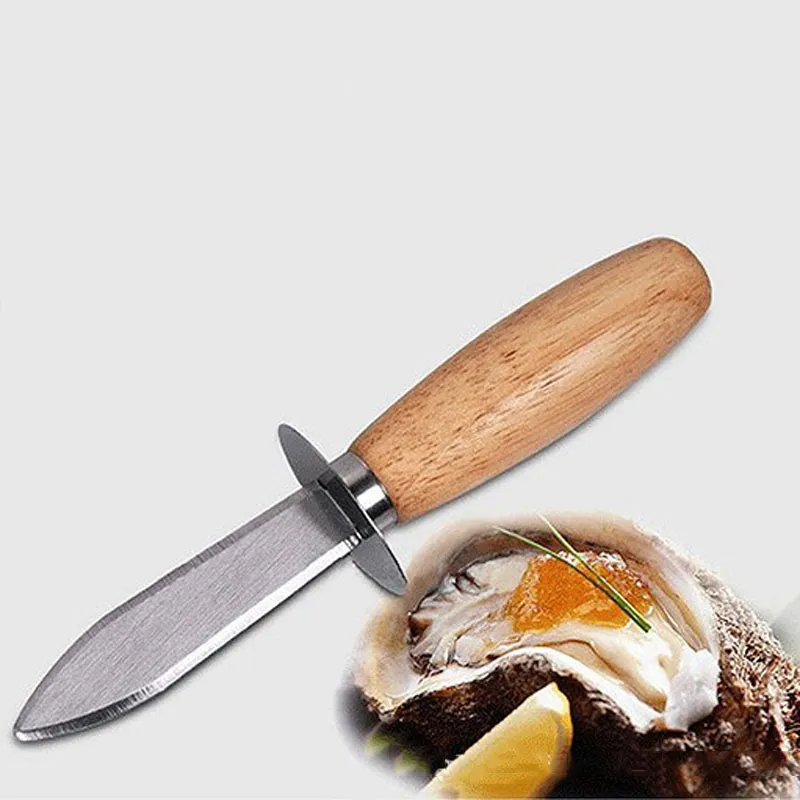 Coltello per ostriche in acciaio inossidabile Manico in legno Ostriche Coltelli per sgusciatura Cucina Frutti di mare Apri conchiglia a spigoli vivi Apriscatole per capesante BH2018 TQQ