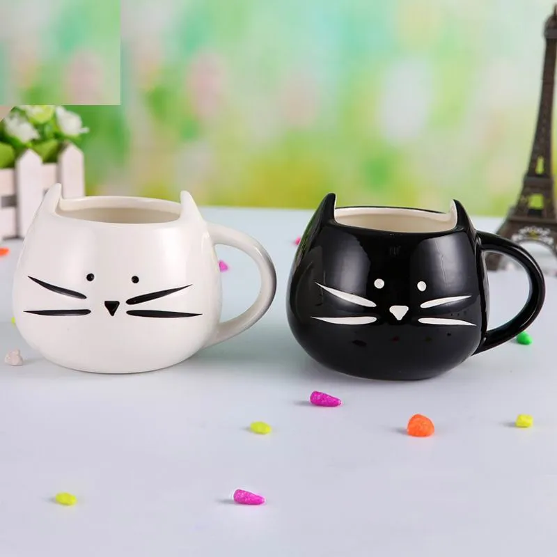 Hot 60 stks nieuwigheid leuke kat dierlijke melk mok keramische creatieve koffie porselein thee beker mooie geschenken kinderdag cadeau