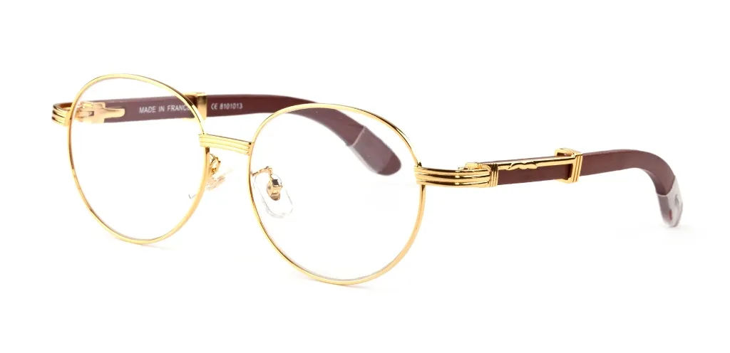 Luxary-round Buffalo Horn Bril Frankrijk Merk Volledige Frame Eyewear Mens Womens Luxe Bamboe Hout Zonnebril Brillen Lunettes met Doos