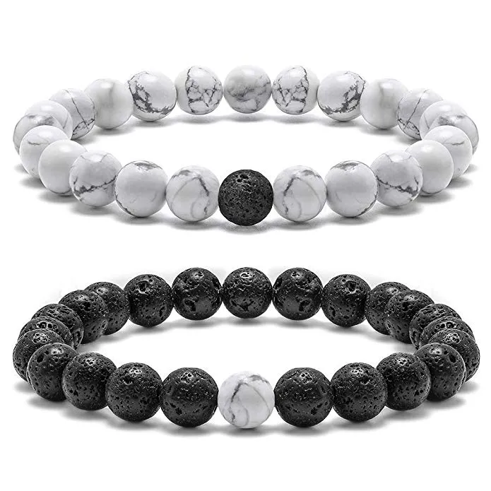 Lava Rock Paar-Armband für Frauen, 8 mm Natursteinperlen, Paare, Stressabbau, Yoga-Armband, Angstheilung, Armband für Frauen und Männer