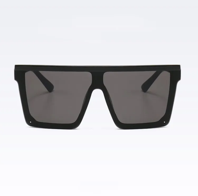 Dollger Occhiali Da Sole Grande Rettangolari Flat Top Uomo Donna Vintage Quadrati UV400 Protezione Neri Occhiali